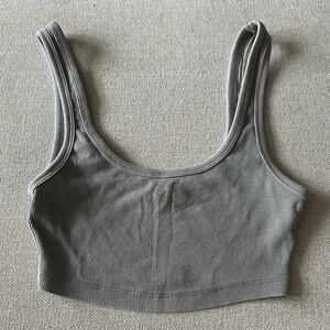 Zara Charcoal Ribbed Crop Top